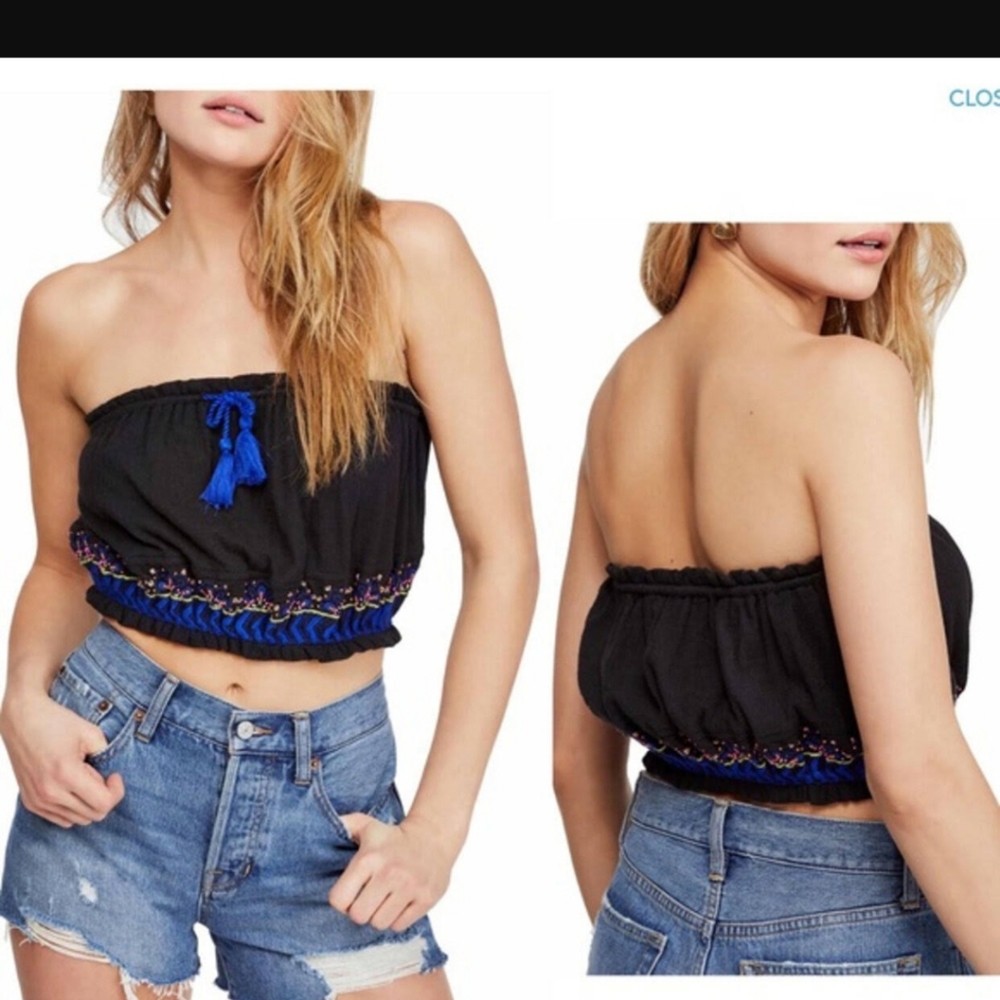 Free people "no more Tiers" embroidered beaded xs top